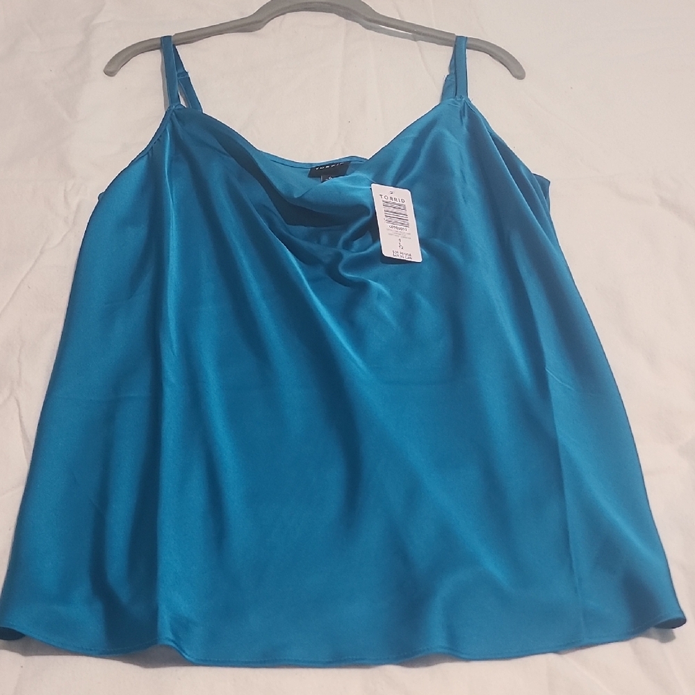 NWT Torrid Turquoise Satin Cowl Neck Camisole Top